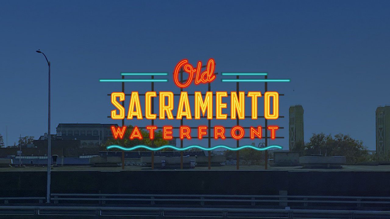 Old Sacramento Waterfront Sign