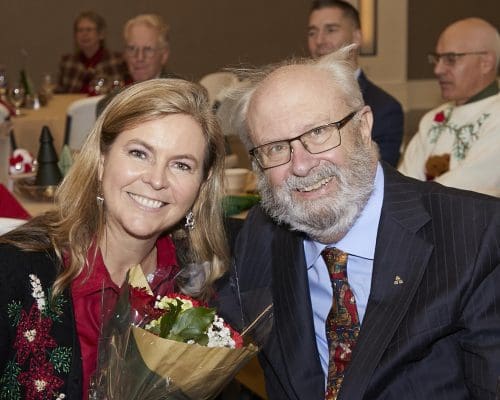 Two people smiling