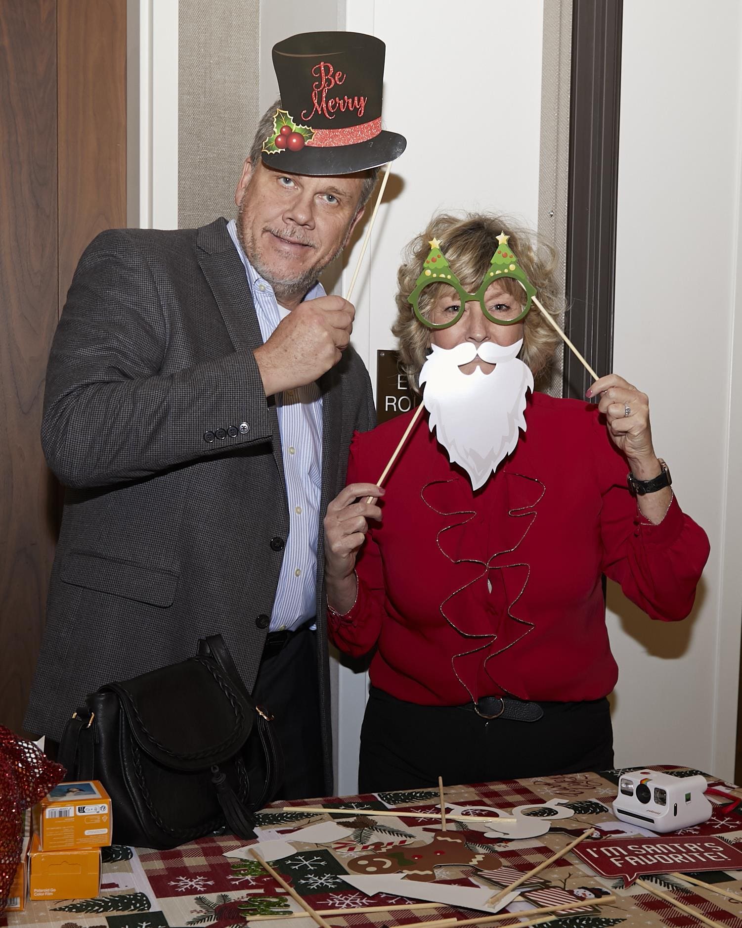 Two people posing for camera