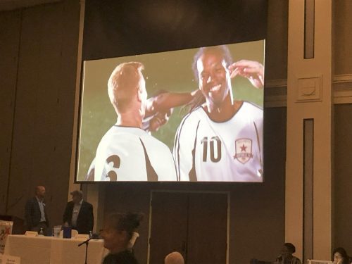 picture of a sports game on television