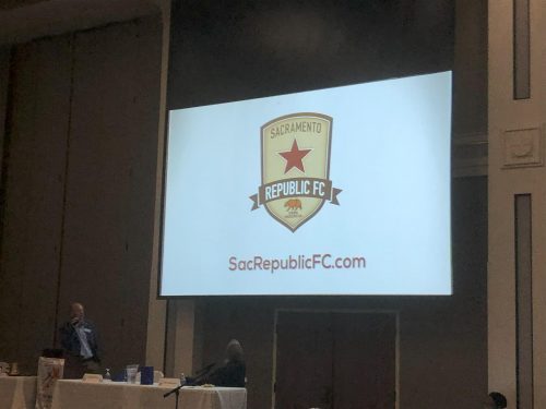 picture of sac republic fc logo on television