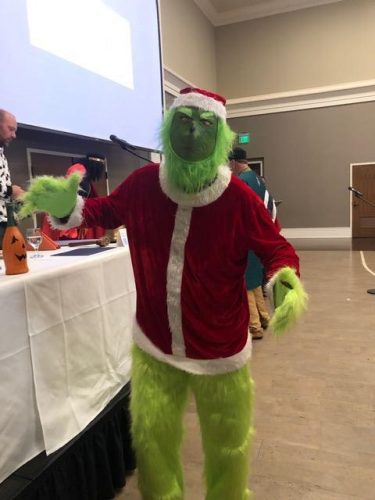 Steve Brandenburger in a grinch costume