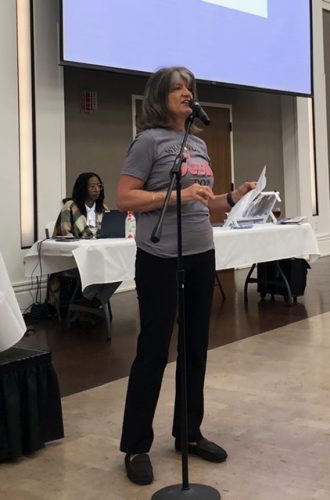 person speaking on stage