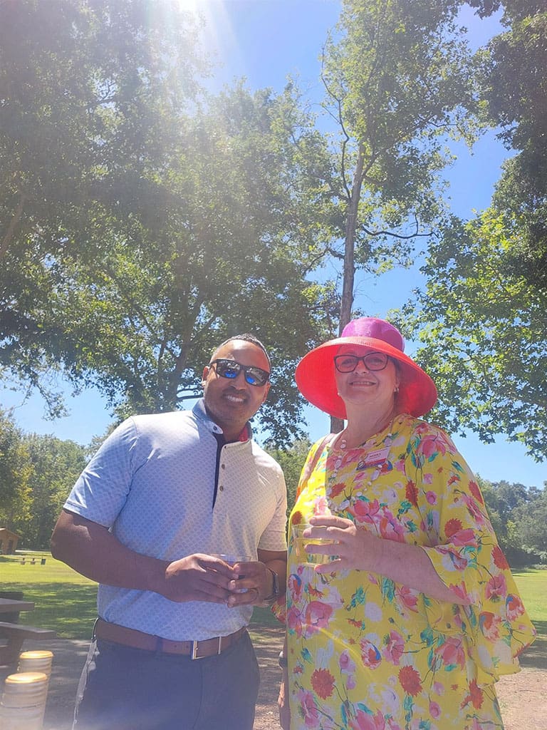 Two person having a good time tasting wine