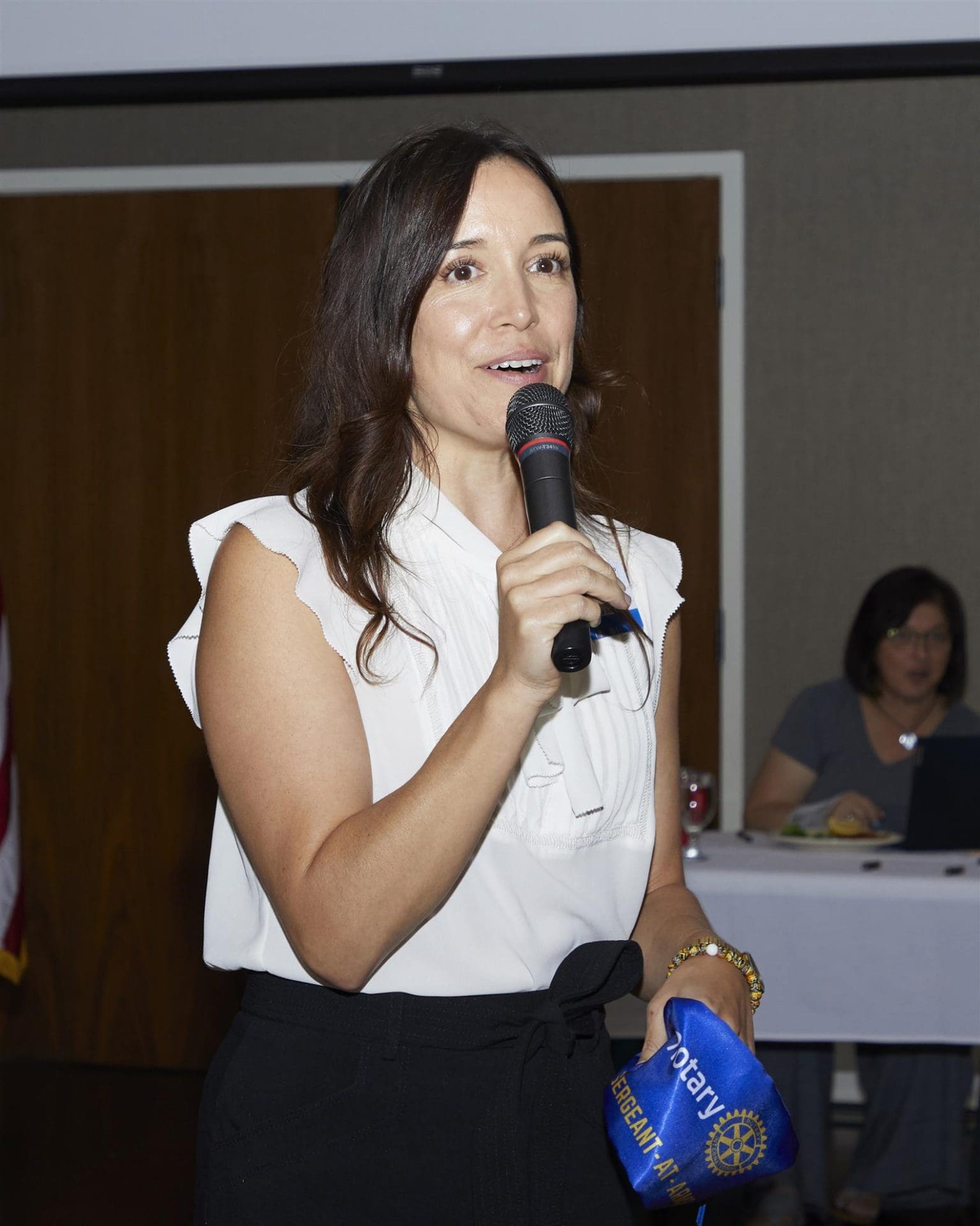 person holding microphone