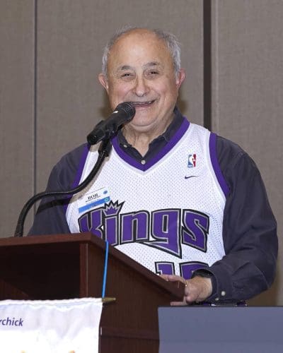 person speaking into microphone